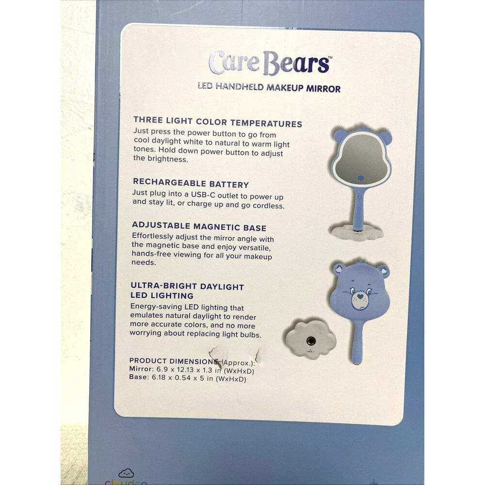 Care Bears Led Handheld Makeup Mirror Grumpy Bear Blue White Vanity
